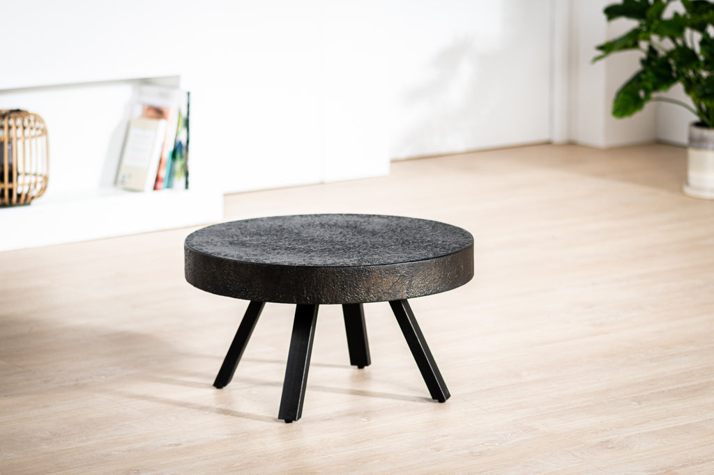 Niceey Salontafel rond 58 cm, Lava, B341 vintage zwart