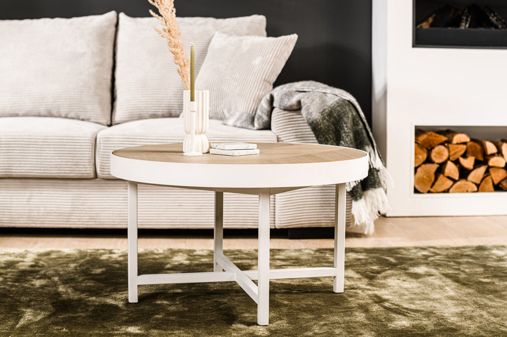 Niceey Table basse ronde 74 cm, Lennox, L350 chêne