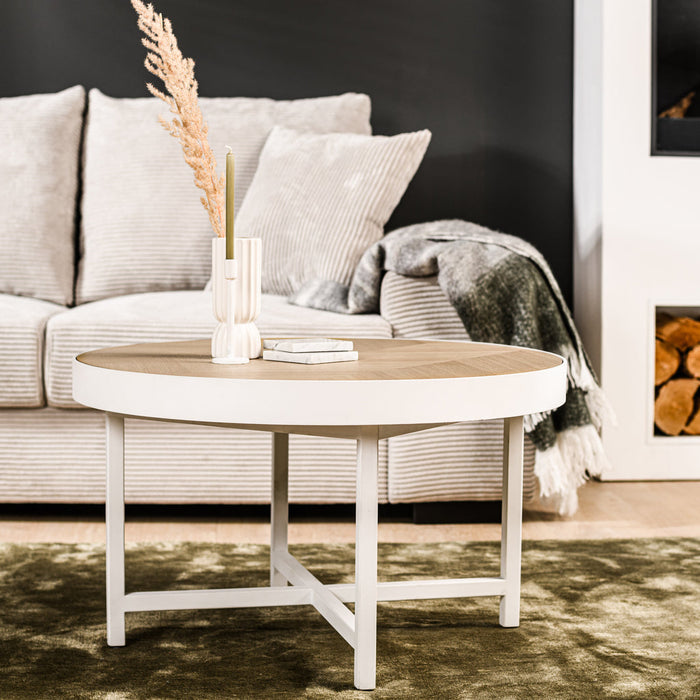 Niceey Table basse ronde 74 cm, Lennox, L350 chêne