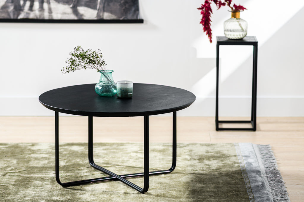 Niceey Table basse ronde, 75 cm, B340 noir