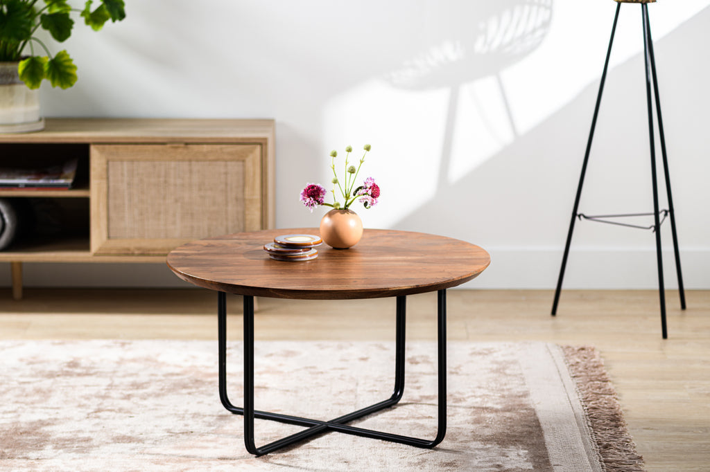 Niceey Table basse ronde, 75 cm, B430 marron