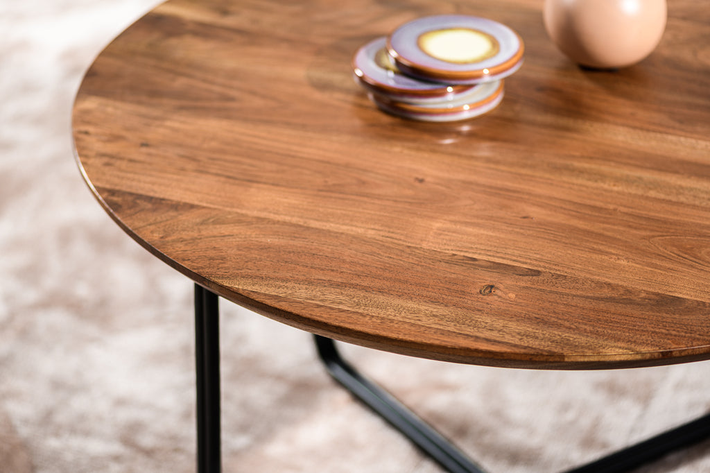 Niceey Table basse ronde, 75 cm, B430 marron