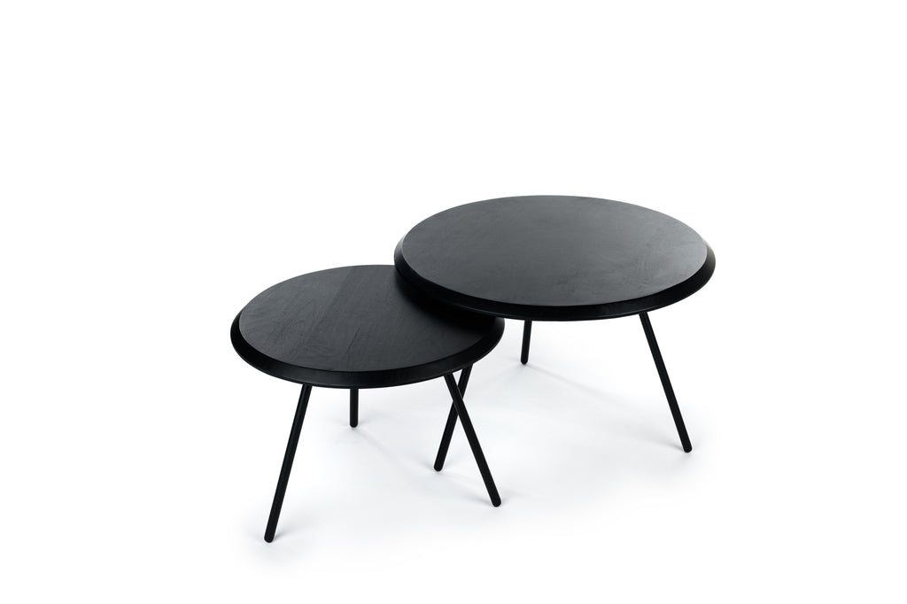 Niceey Table basse ronde, lot de 2, B340 noir