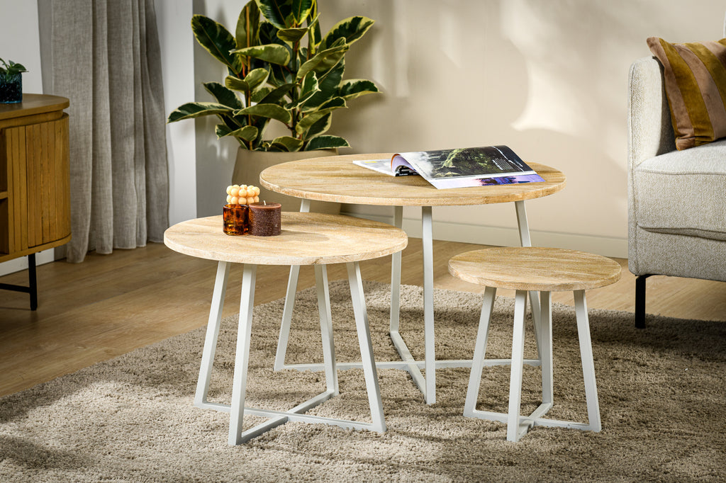 Niceey Table basse, lot de 3, B215 doré pur