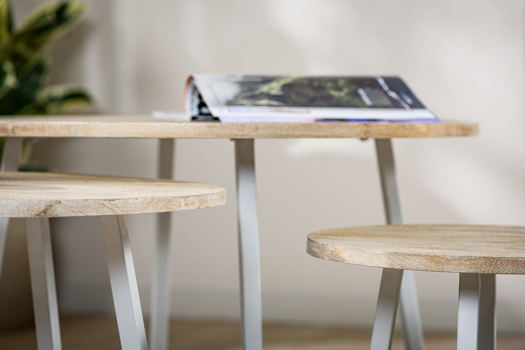 Niceey Table basse, lot de 3, B215 doré pur