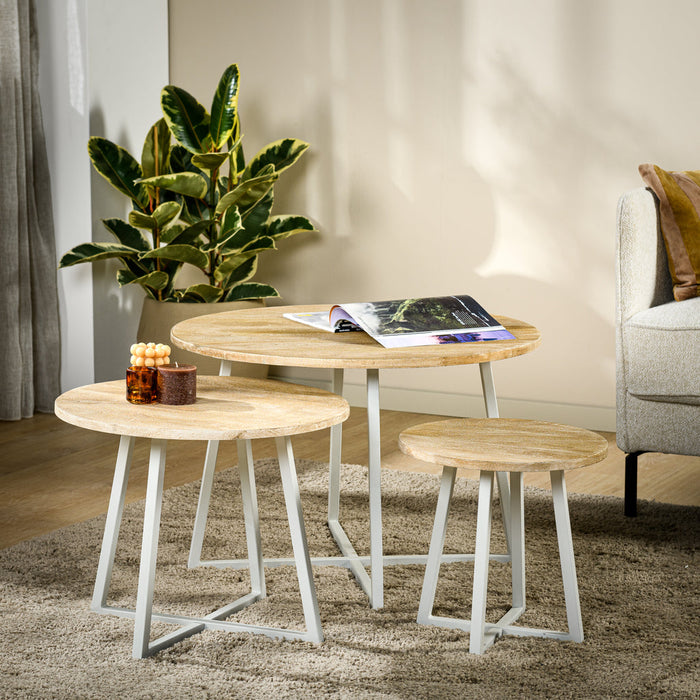 Niceey Table basse, lot de 3, B215 doré pur