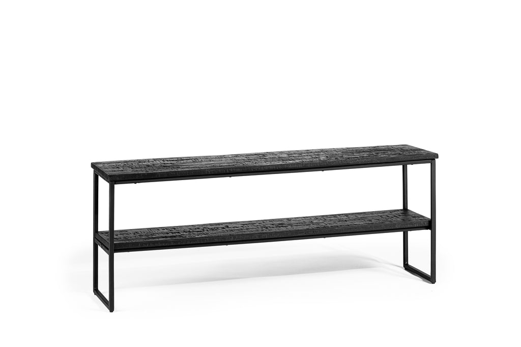 Meuble TV Niceey 120 cm, Teck Vieilli, B340 noir