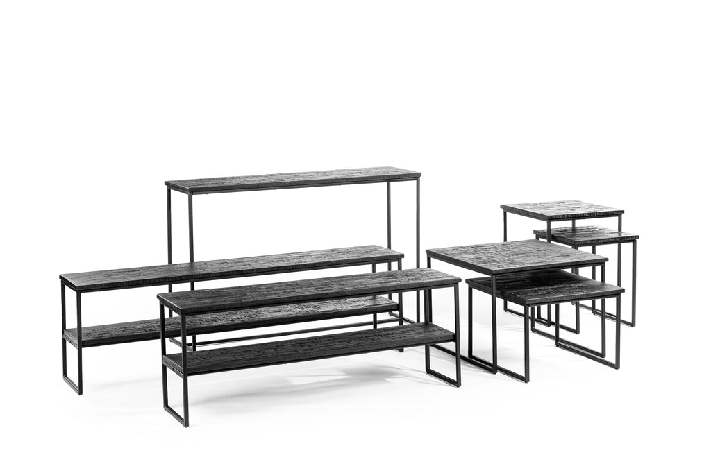 Meuble TV Niceey 120 cm, Teck Vieilli, B340 noir