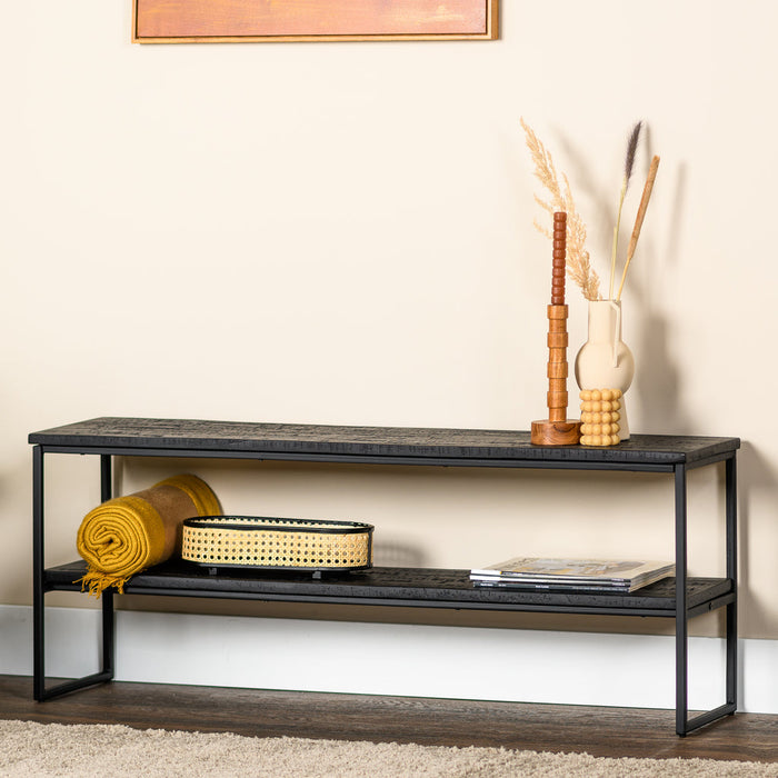 Meuble TV Niceey 120 cm, Teck Vieilli, B340 noir