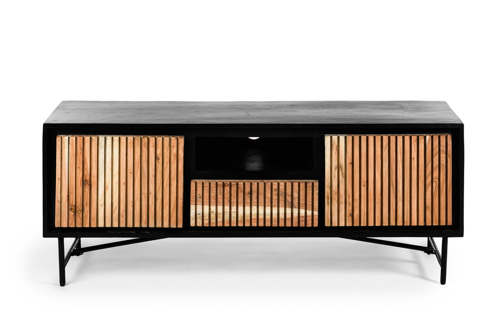 Meuble TV Niceey, 140 cm, B420 acacia pur