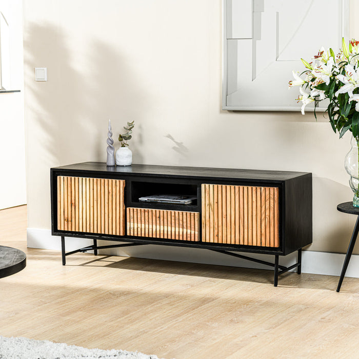 Meuble TV Niceey, 140 cm, B420 acacia pur