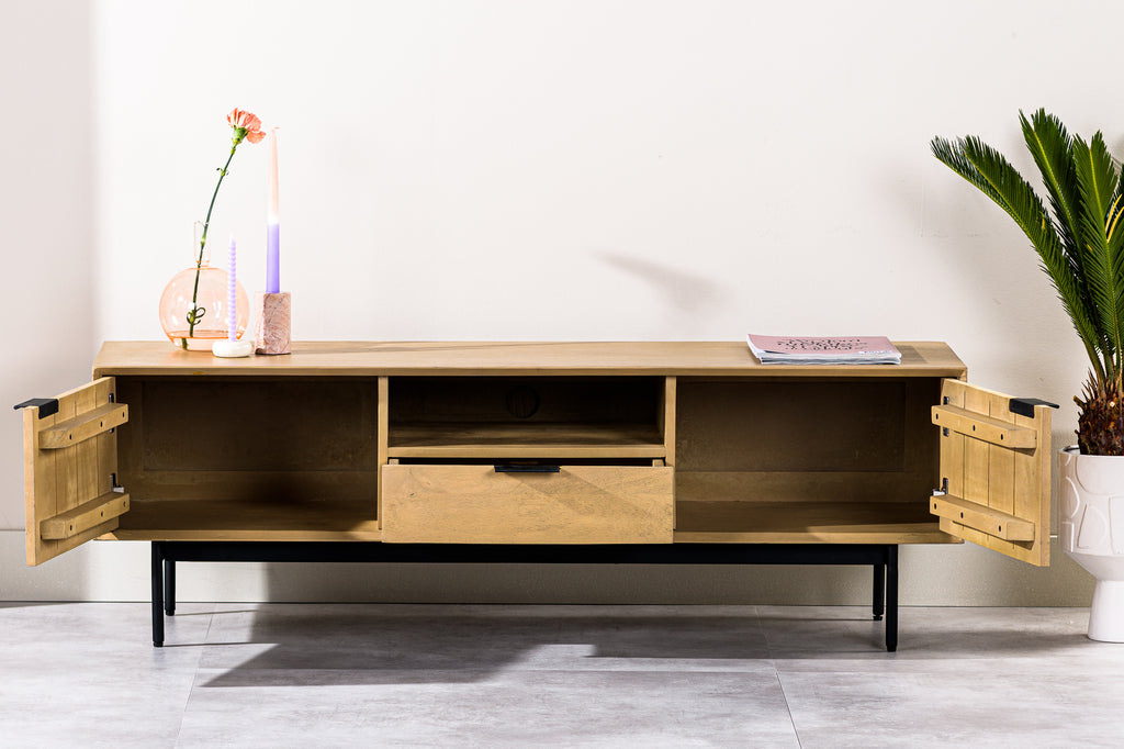 Meuble TV Niceey 2D, 140 cm, B180 naturel