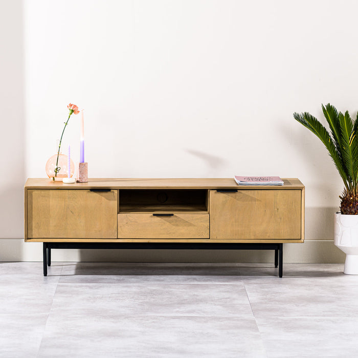 Meuble TV Niceey 2D, 140 cm, B180 naturel