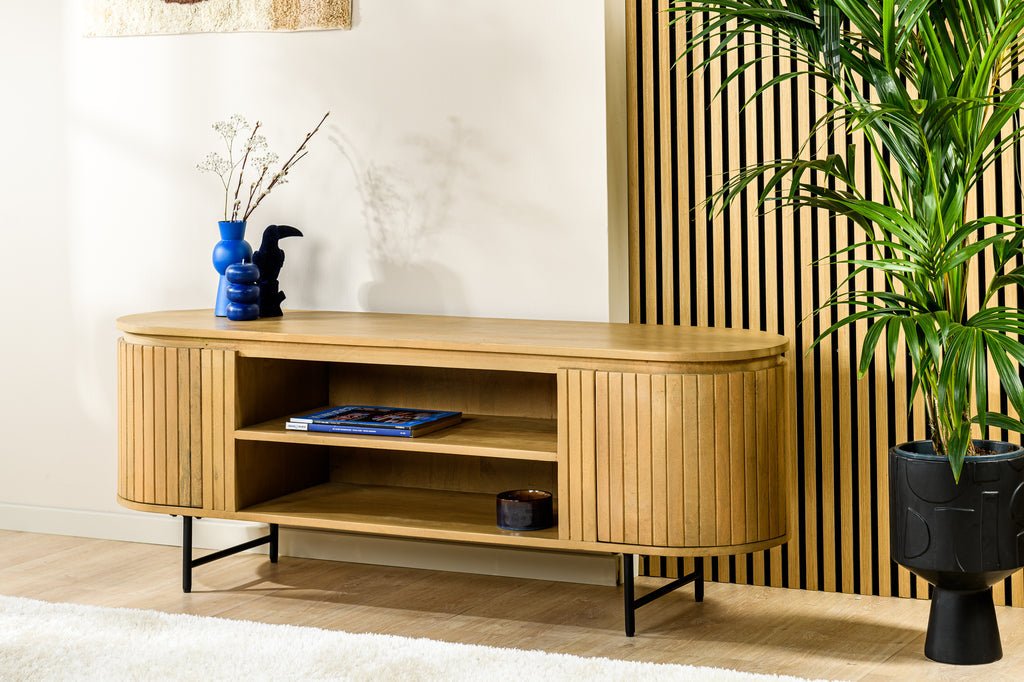 Meuble TV Niceey 2D, 155 cm, B180 naturel