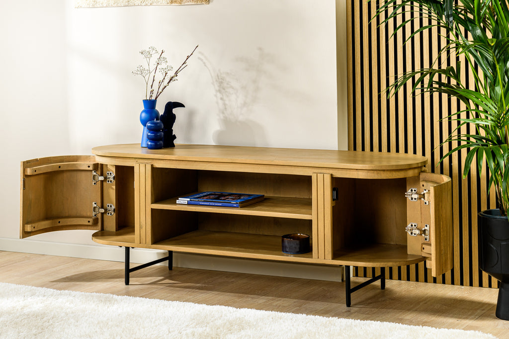 Meuble TV Niceey 2D, 155 cm, B180 naturel